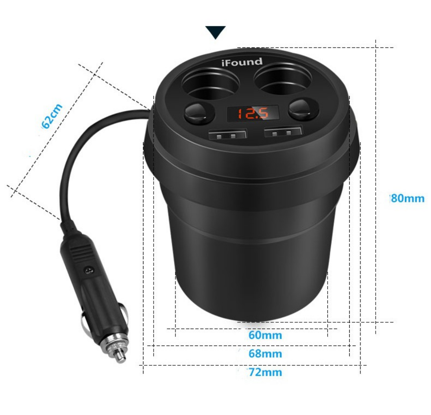 1 CHIA 2 ĐẦU TẨU 2 CỔNG SẠC USB BÁO ĐIỆN ÁP 12V-24V TRÊN XE HƠI ÔTÔ MẪU MỚI HÀNG CAO CẤP