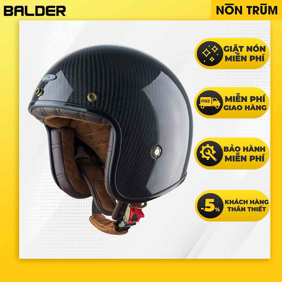 Mũ bảo hiểm 3/4 Balder sợi carbon siêu nhẹ được phân phối tại hệ thống Nón Trùm