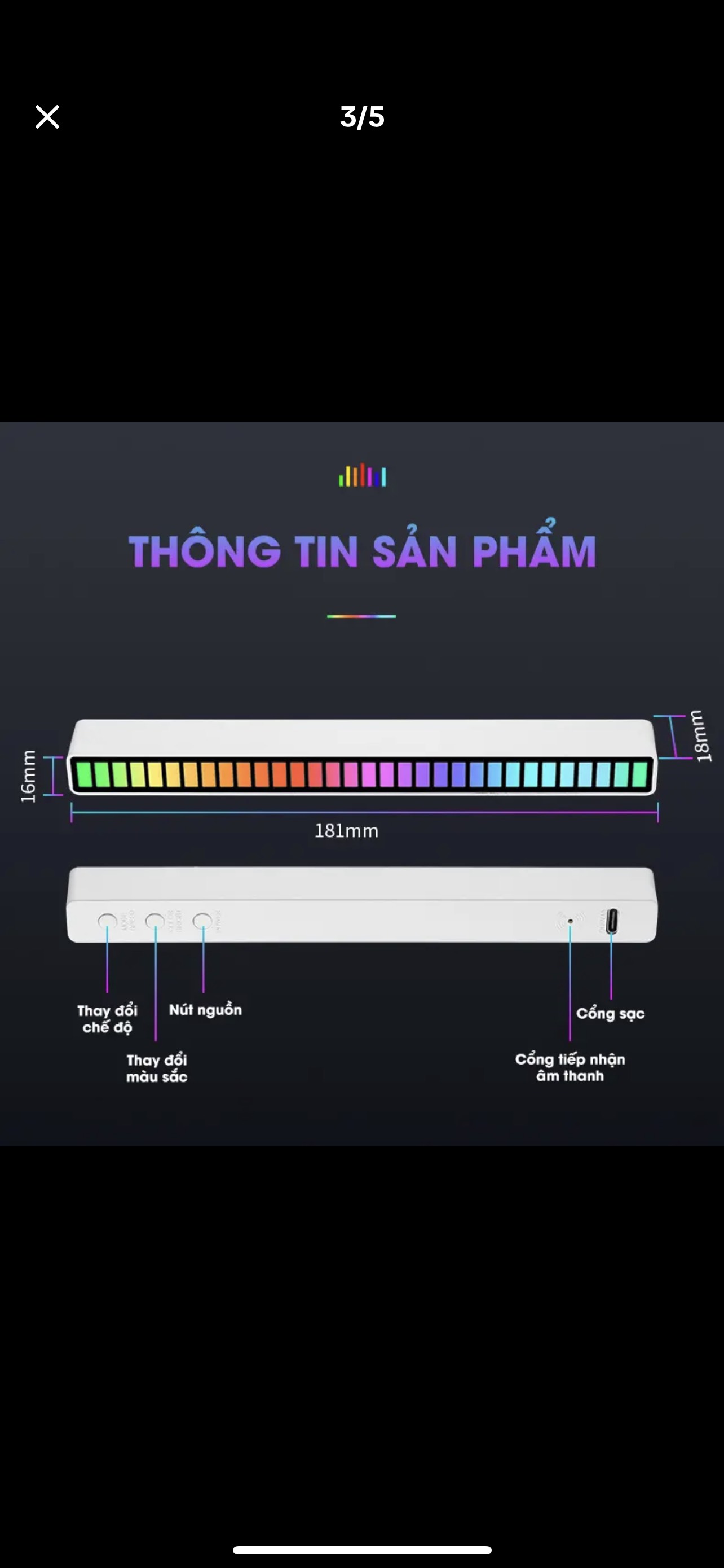 Thanh đèn led rgb nháy theo nhạc 16 TRIỆU MÀU điều khiển bằng cảm biến âm thanh siêu nhạy đèn trang trí decor phòng