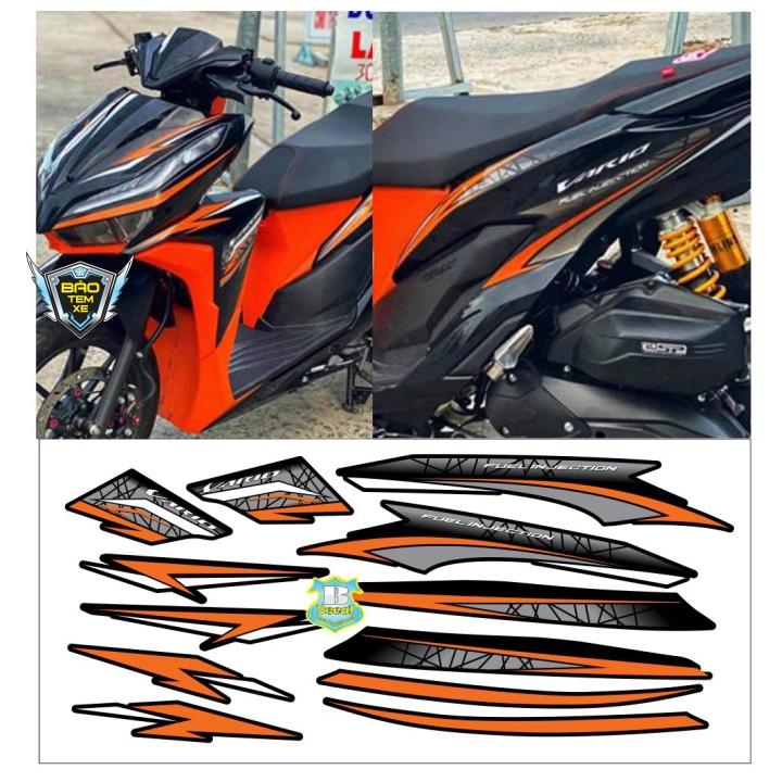 Tem rời dán xe vario 150 sọc chéo cam đen 2 - Bi Decal