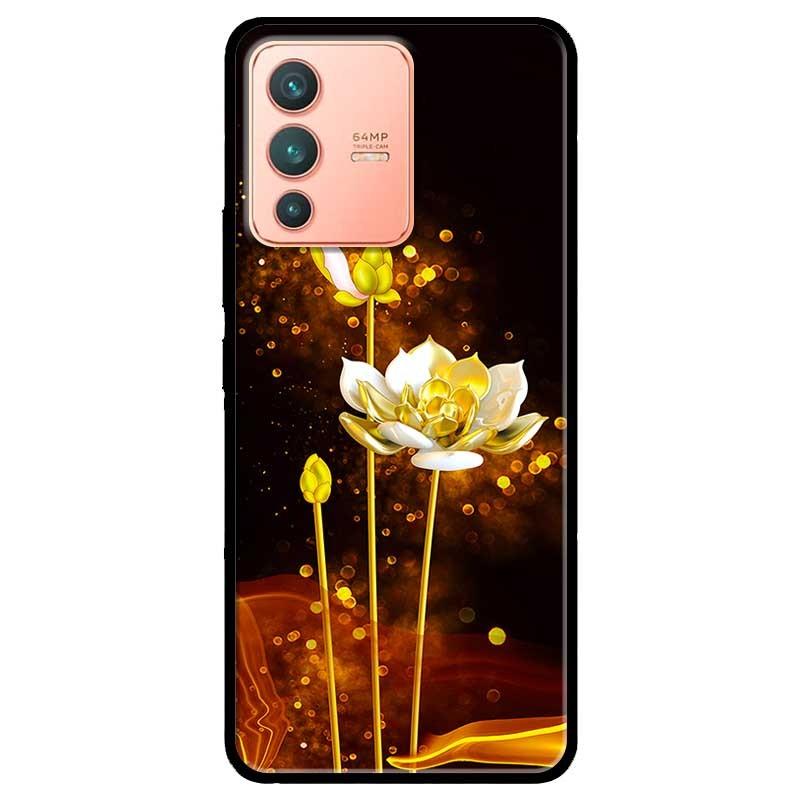 Ốp lưng dành cho Vivo V23 5G / S12 - Vivo Y15s / Y15A mẫu Sen Trắng Vàng 2