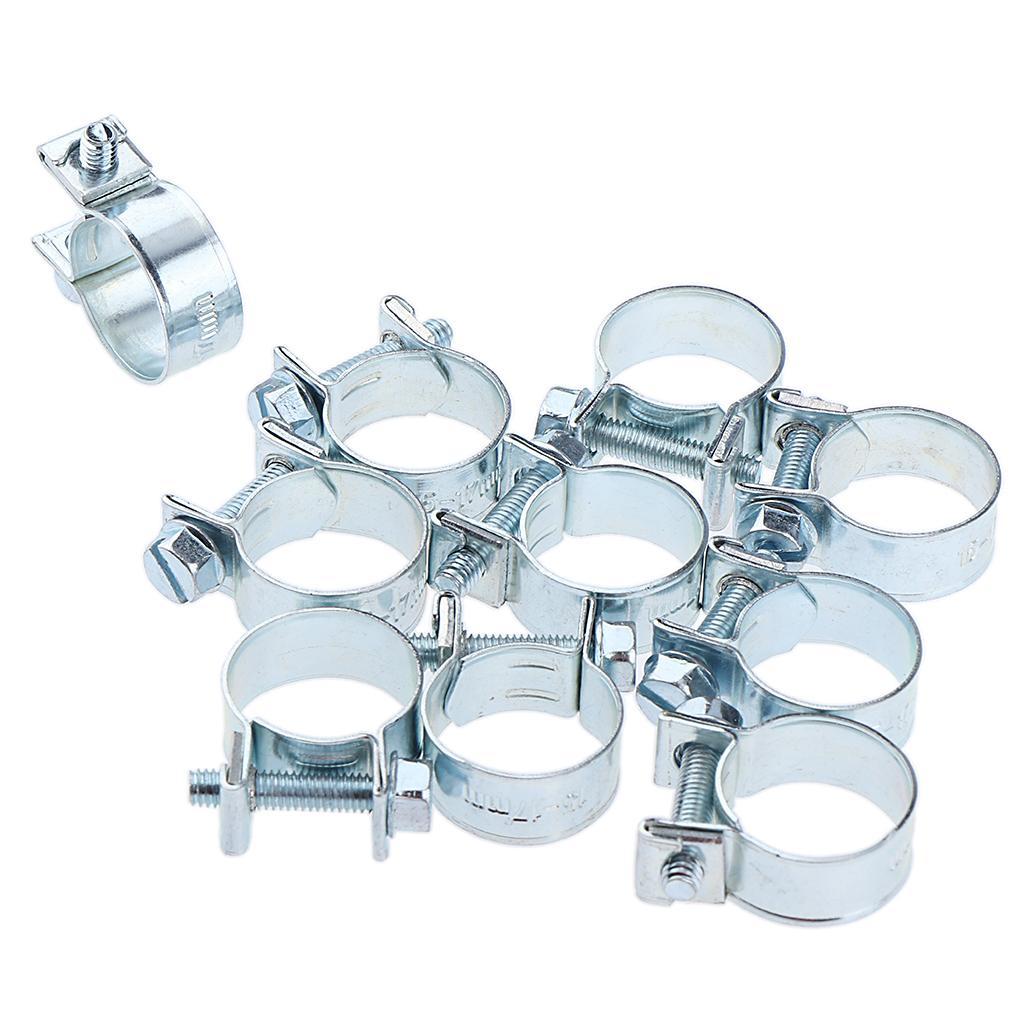 20 Pieces 20x Stainless Fuel Hose Clamps Adjustable Hose Clip For Silver
