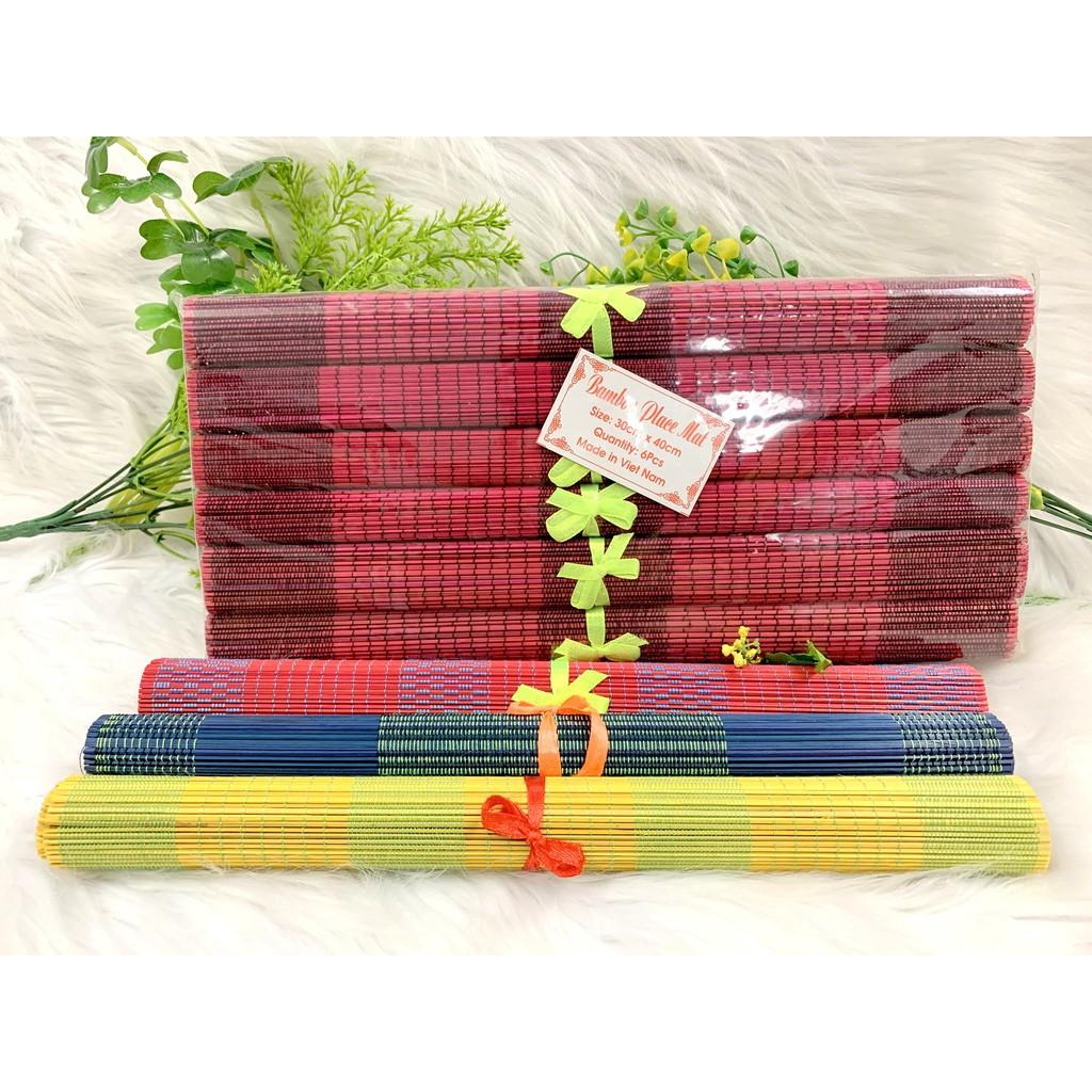Tấm lót bàn ăn Bamboo placemat bằng tre tự nhiên nhiều màu 2021