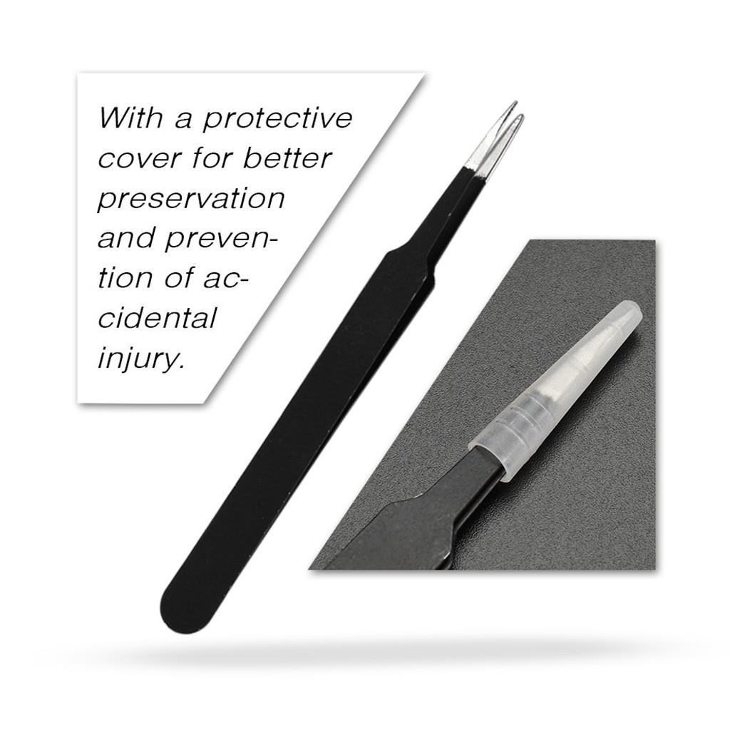 5pcs Curved / Straight Fine Point Tweezers Set Eyelash Extension Stainless Steel Cosmetics