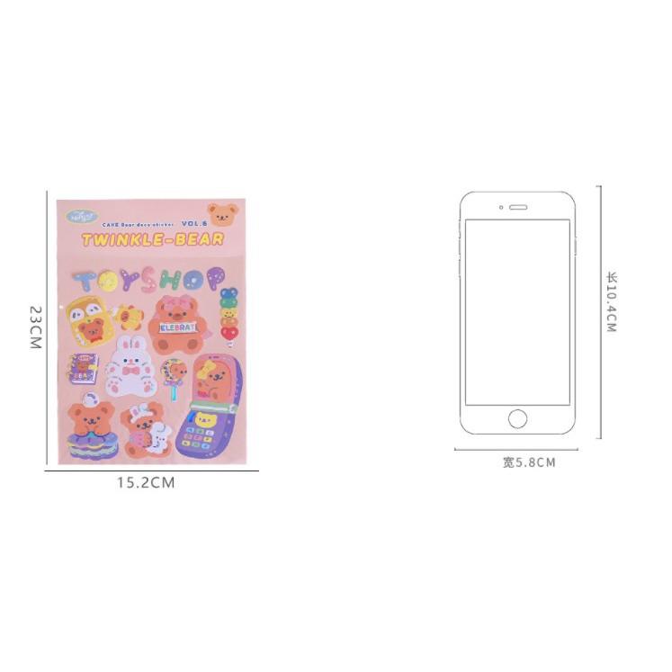 Sticker gấu dễ thương chống thấm nước, nhãn dán đẹp SUNNYSTORE