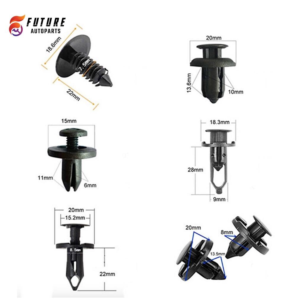Bộ chốt nhựa, vít nở nhựa các cỡ thông dụng dành cho xe hơi