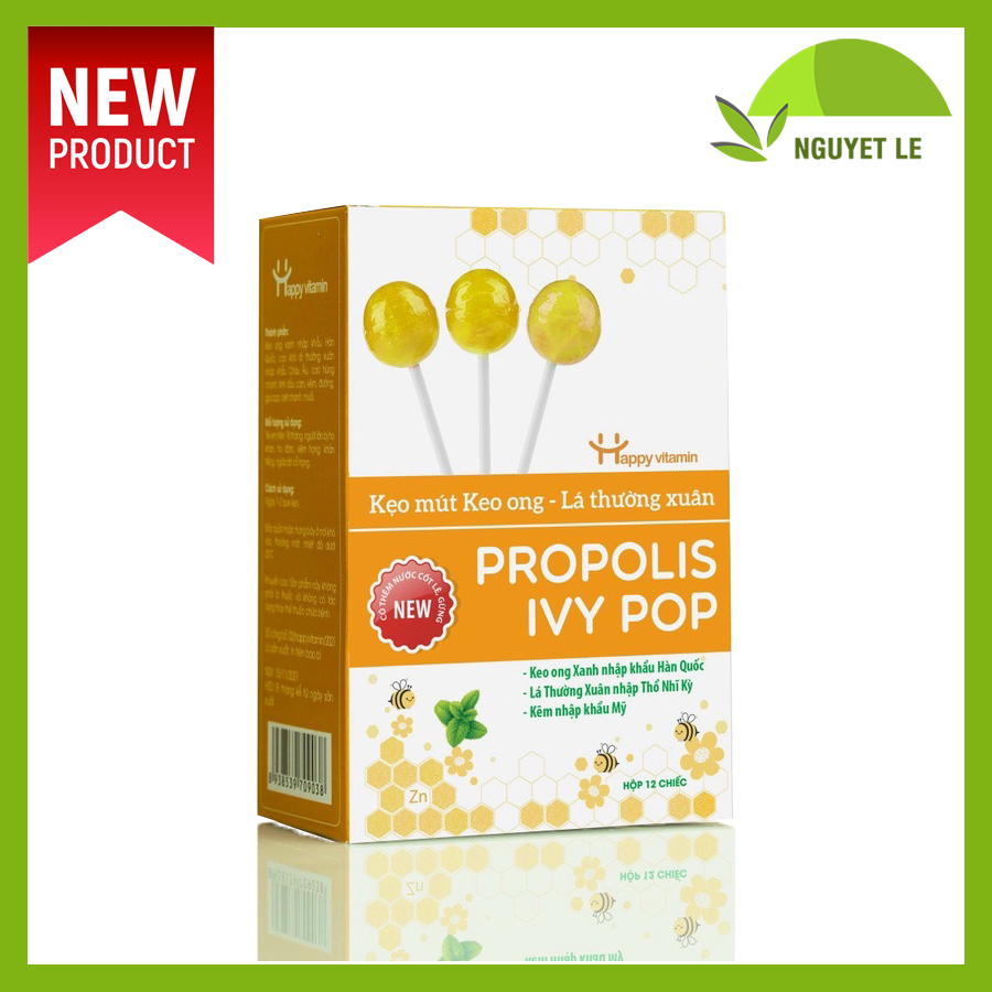 Kẹo Mút Keo Ong Lá Thường Xuân Happy Vitamin Hỗ Trợ Giảm Ho Dành Cho Trẻ