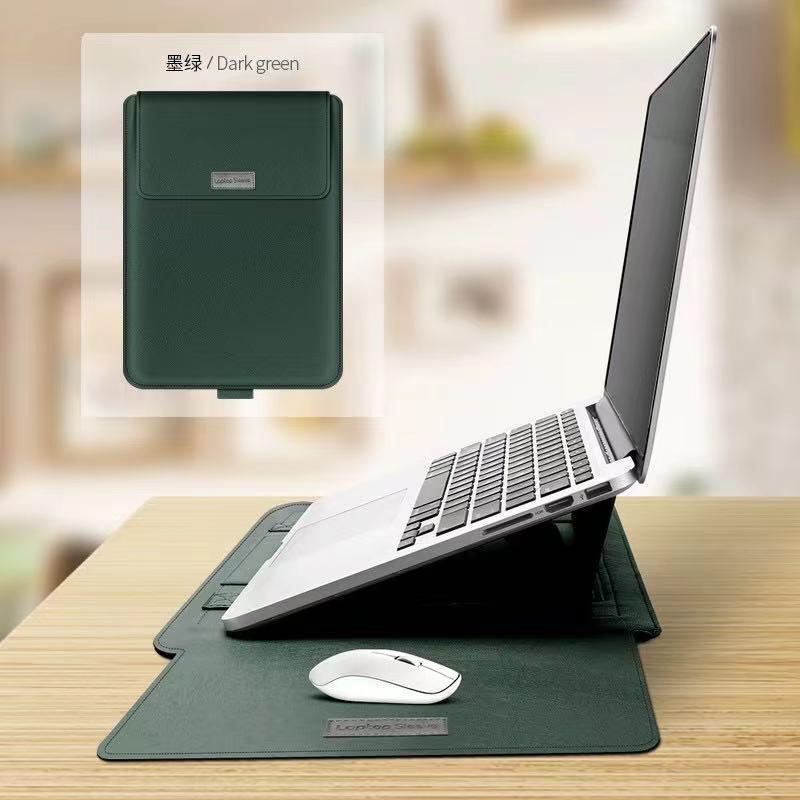 3 In1 Túi Laptop Cho Macbook Air Pro Da PU 13/14/15/15.6 Inch Bao Túi Đựng Laptop Có Chân Đế Miếng Lót Chuột