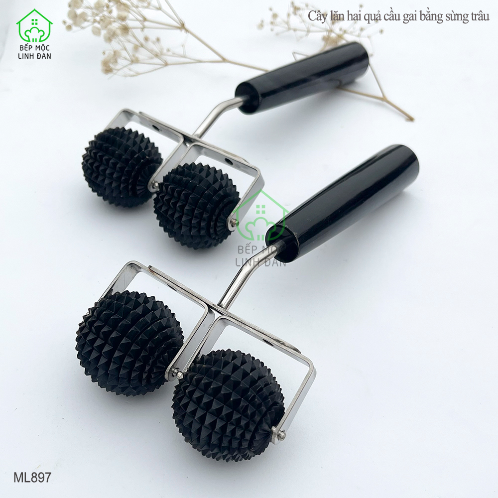 Cây Lăn Hai Quả Cầu Gai Bằng Sừng Tr.âu - (Cỡ Lớn) Dụng Cụ Điện Chẩn [ML897]