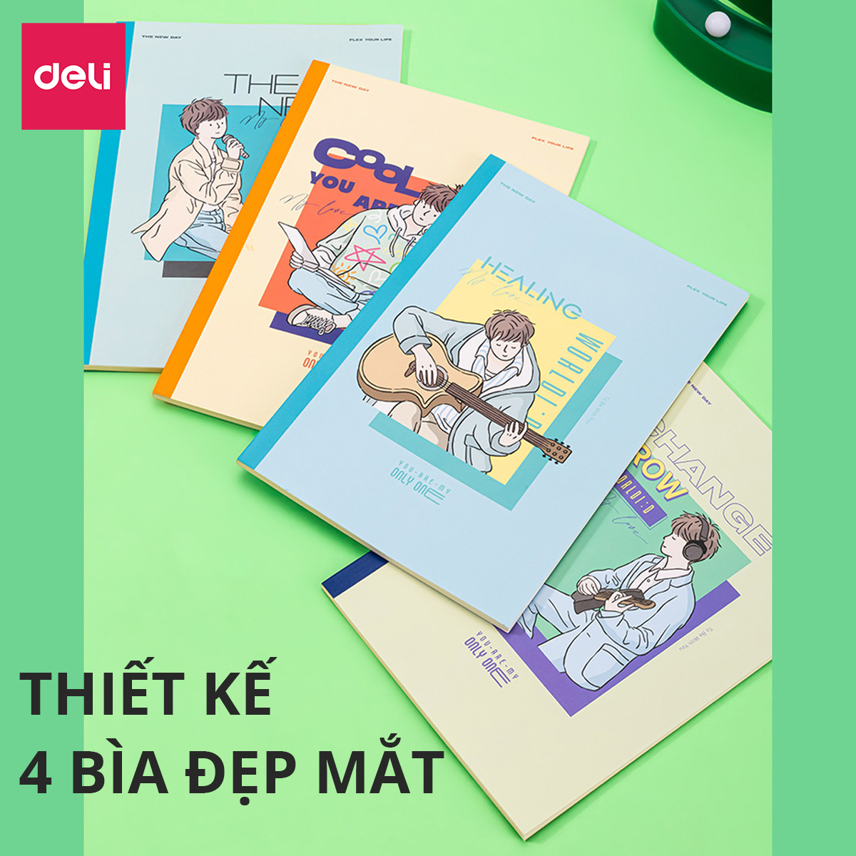 Sổ tay ghi chép dán gáy kẻ ngang 80 trang khổ B5 Deli - Phù hợp làm sổ planner kế hoạch, sổ nhật kí, tập vở ghi chép chống loá hình- Hình Vương Nguyên YYDL - WB540-N02 / WA540-N02