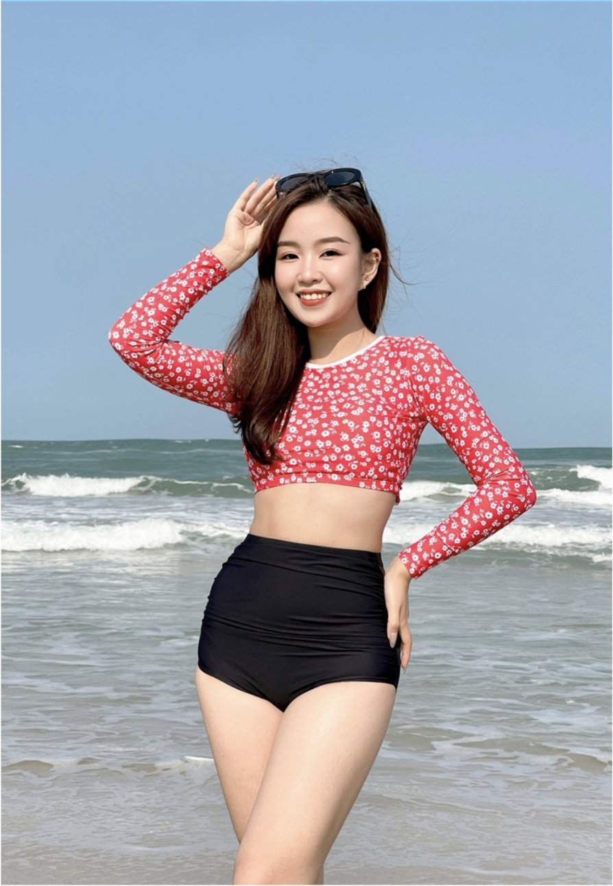 Quần bơi Nữ BIKINI PASSPORT kiểu Quần Lưng cao nhún trước - BS234_BL