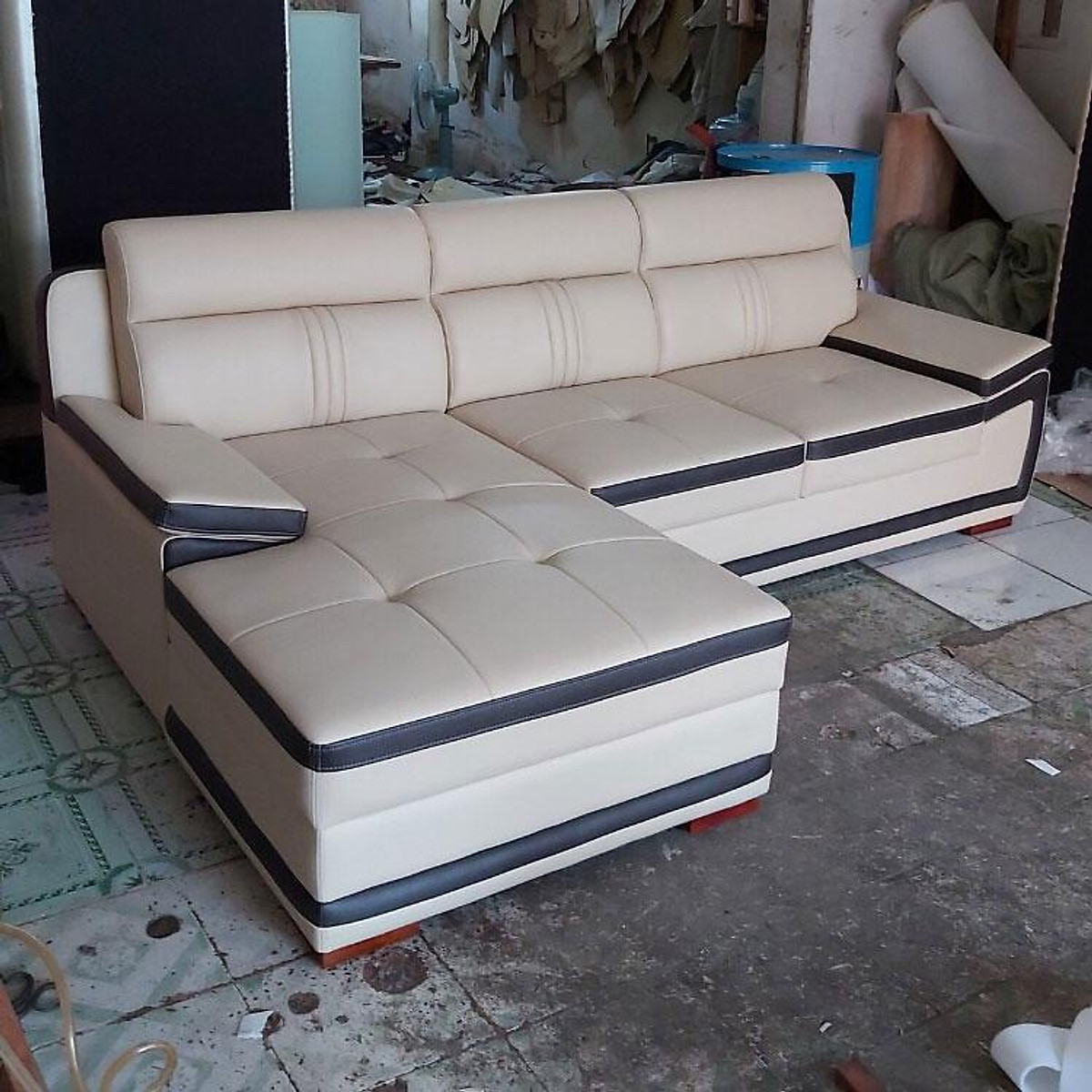 Sofa da góc L phòng khách Tundo 2m3 x 1m5