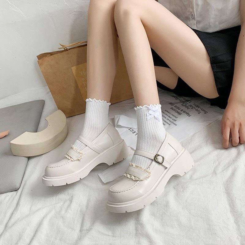 Giày Lolita kiểu MaryJane FAROSA Giày nữ Oxford Ulzzang quai ngang phối ren cực hót trend -D59