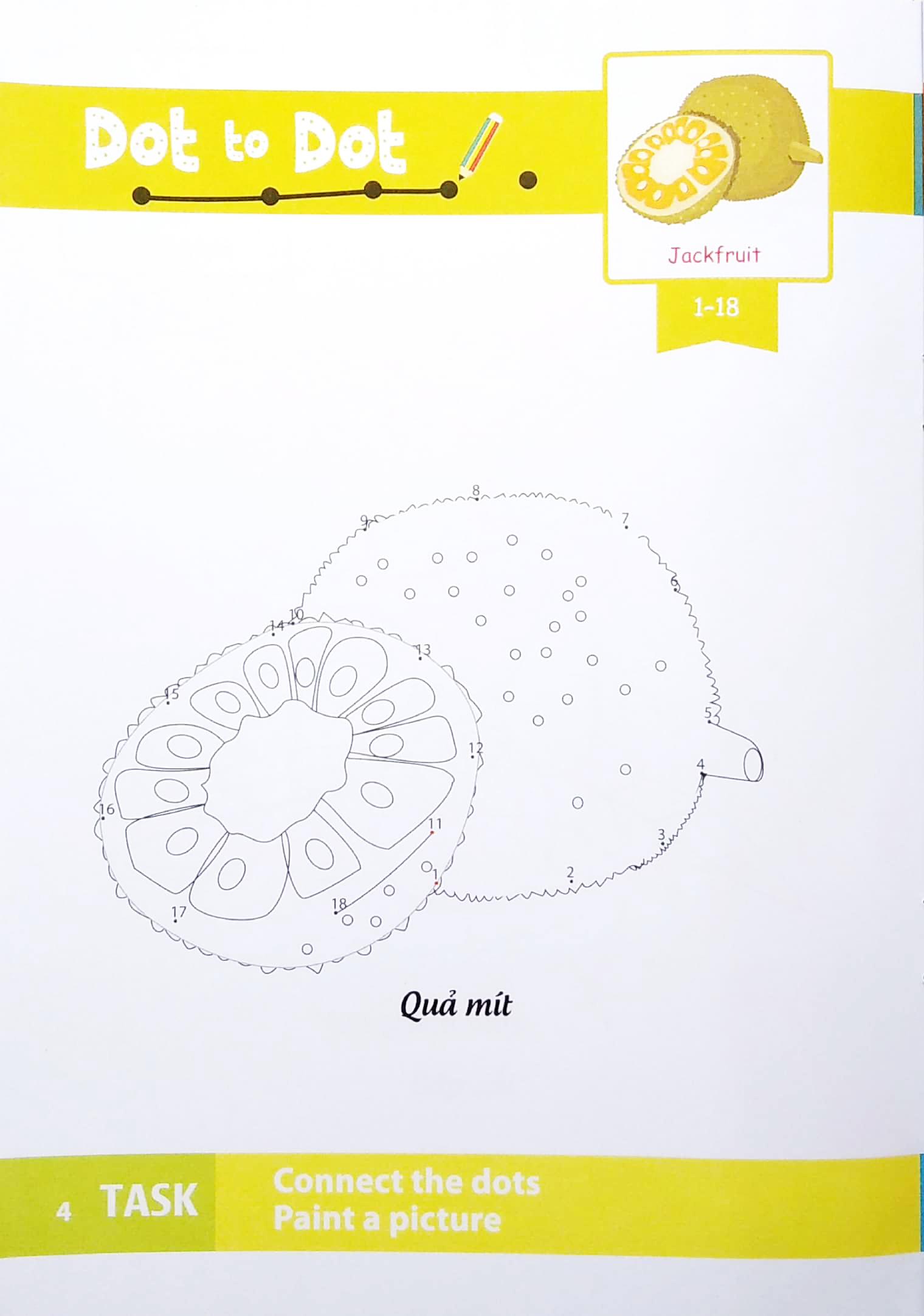 Dot To Dot Coloring Book - Nối Số & Tô Màu - Rau, Củ, Quả