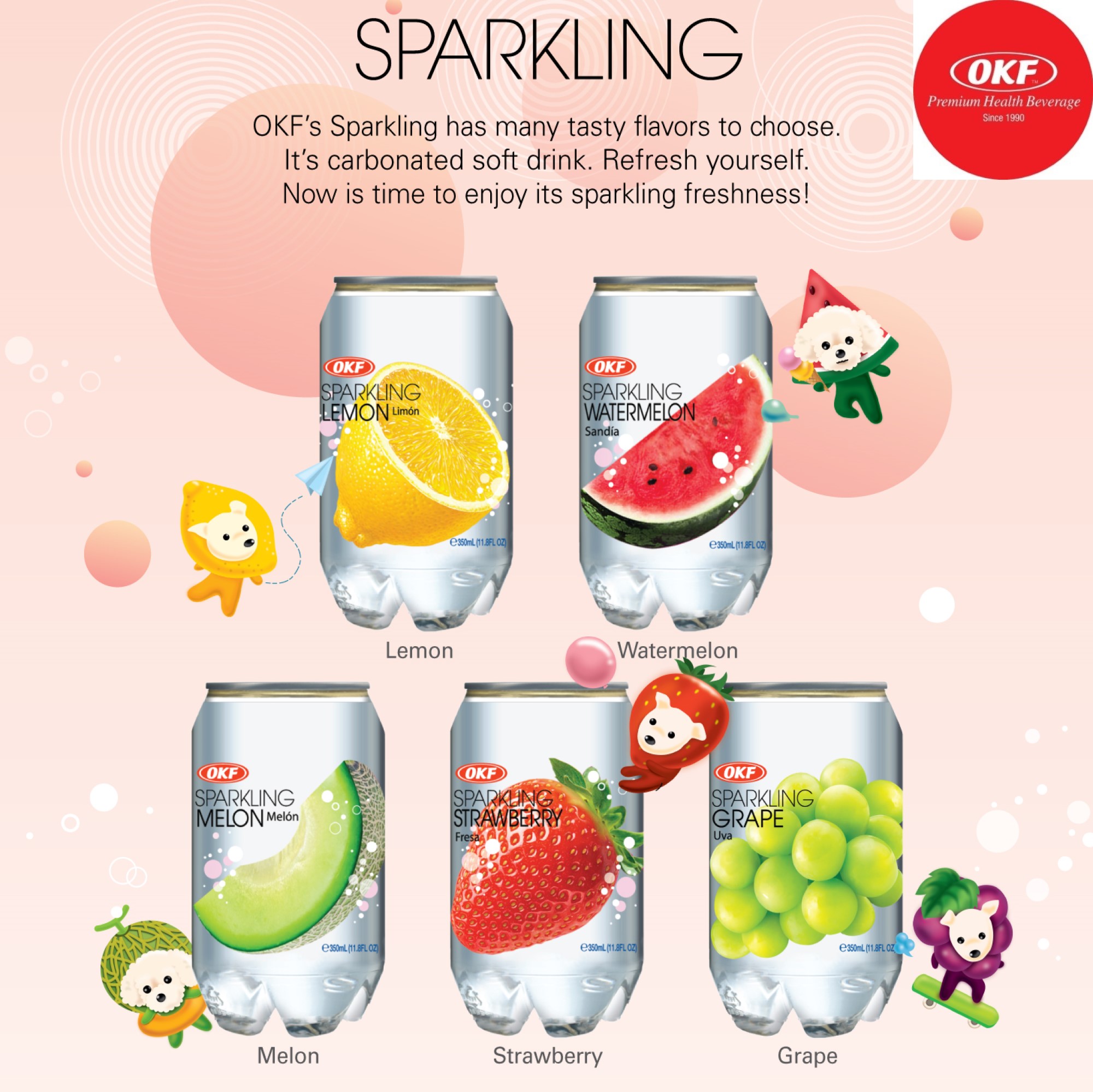 Nước ngọt có ga vị Nho 350ML OKF Hàn Quốc