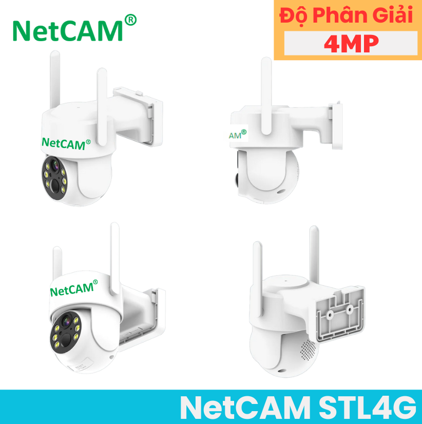 Camera Năng Lượng Mặt Trời 4G Không Dây NetCAM STL4G, Chất lượng video HD 4MP, Dùng Sim 4G, Dung lượng pin 8000mAh - Hàng Chính Hãng