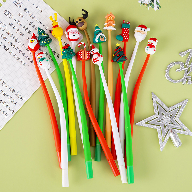 Set 5 Cây Bút gel dẻo noel, giáng sinh mực xanh 0.5mm làm quà tặng merry christmas