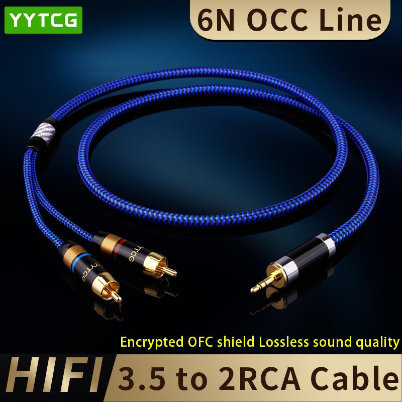 Cáp âm thanh RCA Giắc cắm 3,5 mm AUX sang 2RCA Bộ chuyển đổi đầu đực Cáp âm thanh cho máy tính xách tay MP3 TV Loa siêu trầm Loa khuếch đại Loa Màu sắc: Xanh lam