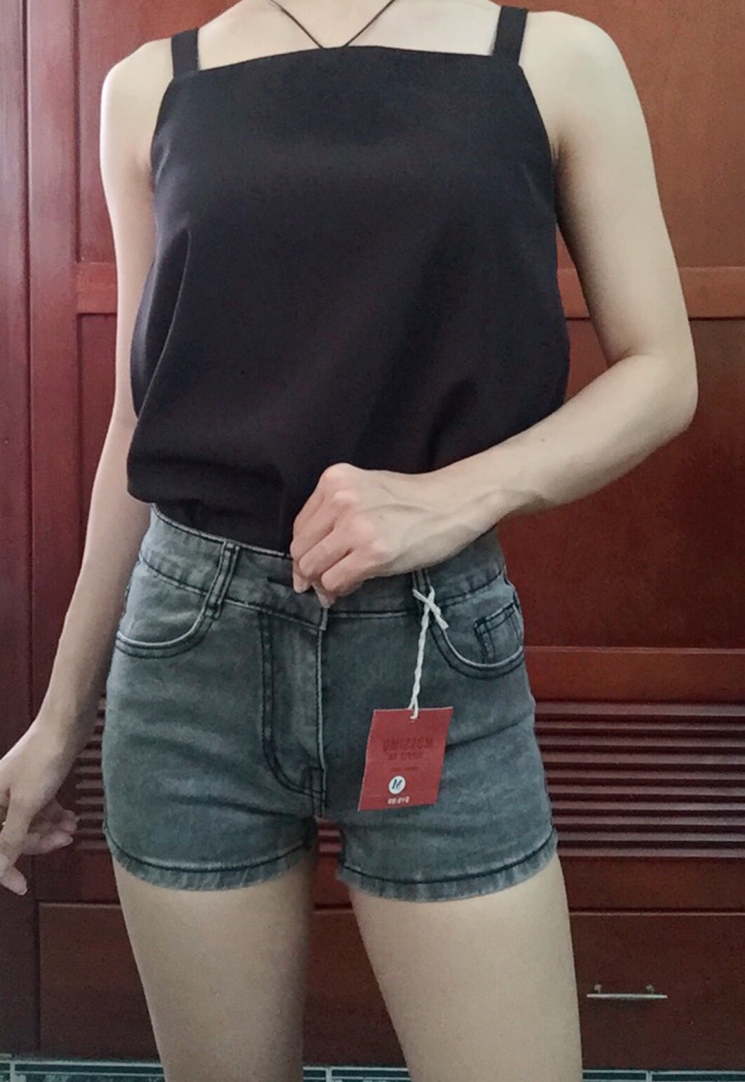 Quần Short Jean Trơn Co Dãn