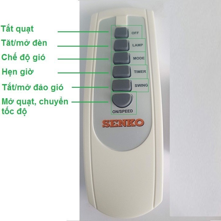 Remote quạt Senko - Hàng chính hãng -   Dùng cho quạt Senko các mã:  TR1628; TR1428; DR1608; TR828, TR1683