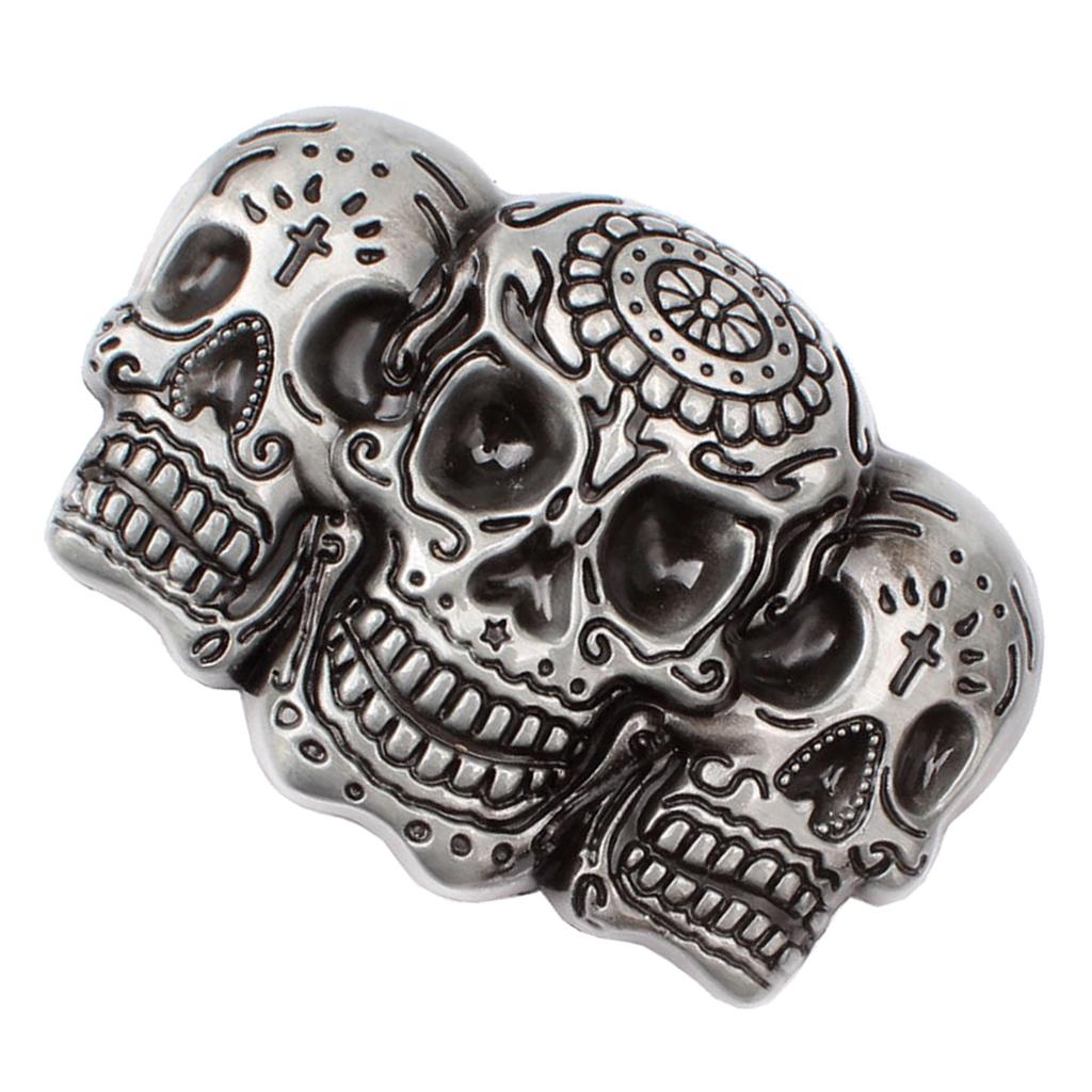 Punk Skull Belt Buckle Antique Silver 3D Skull Head Gothic Motorcycle Biker
