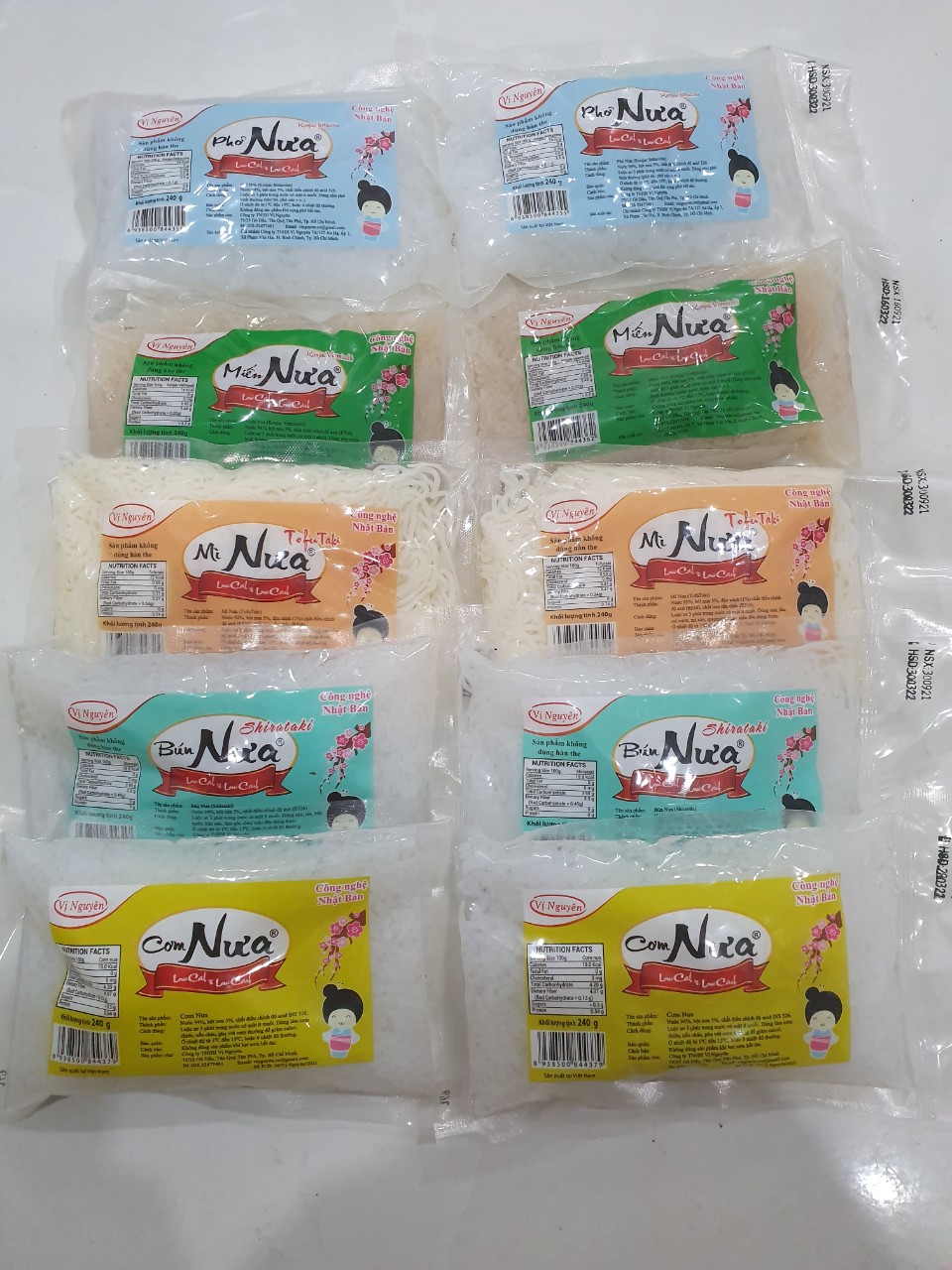 Combo 10 Gói Mix Bún Nưa Mì Nưa Phở Nưa Miến Nưa Cơm Nưa Vị Nguyên 240Gram