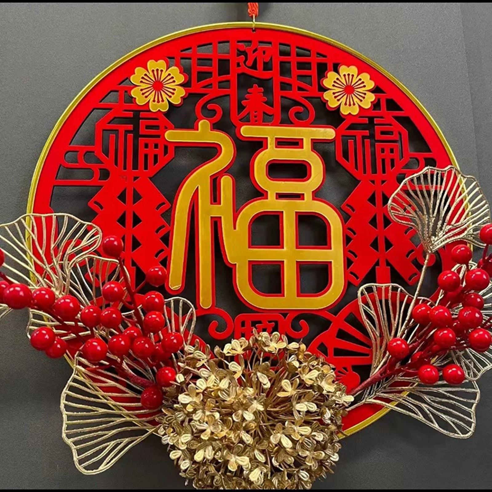 Vòng Treo Cửa Chữ PHÚC bằng acrylic, Chất liệu flannel bền Dùng Trang Trí Năm Mới Nhà Cửa/ Văn Phòng May Mắn