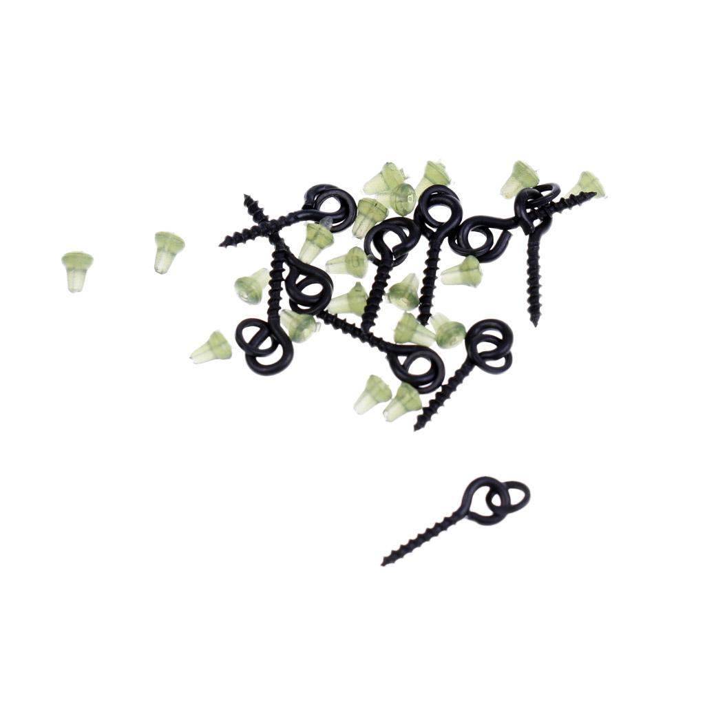 40x Green Hook Stops Beads Carp Fishing Tackle Chod Rigs & 20pcs Bait Screws