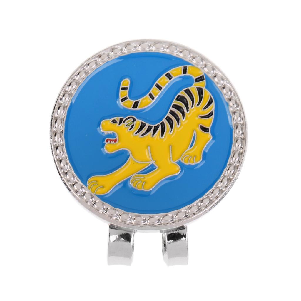 3xGolf Hat Clip Magnetic with Golf Ball Marker Chinese Zodiac Tiger