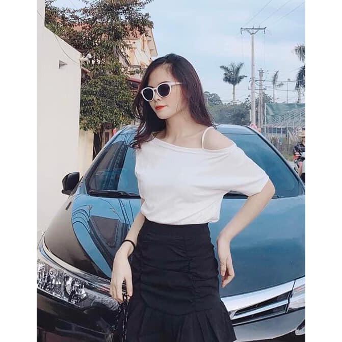 ÁO COTTON LỆCH VAI 3 MÀU SIÊU HÓT