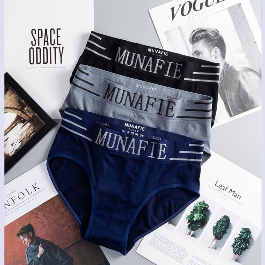 Quần lót nam sịp tam giác cao cấp munafie thun lạnh đẹp co giãn 4 chiều túi zip