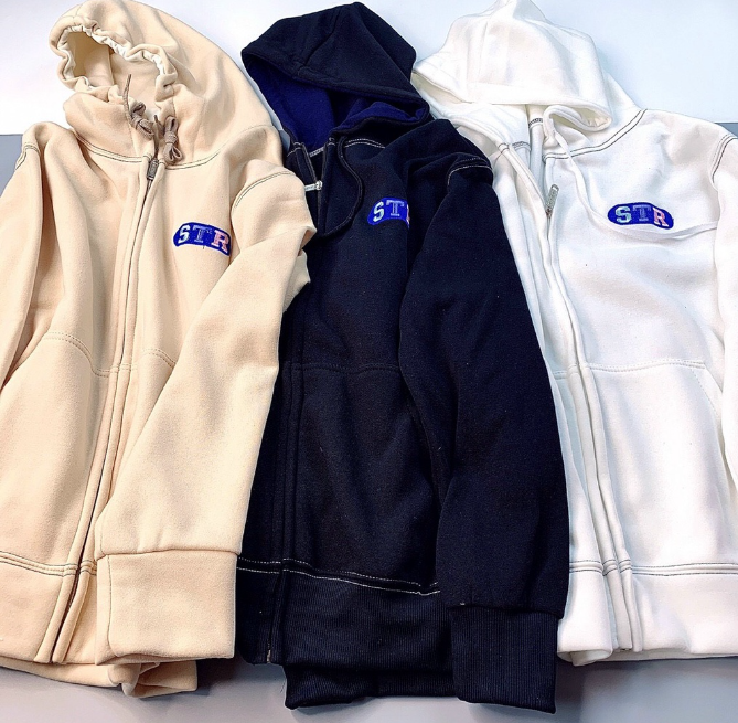 Áo Khoác Hoodie Nỉ Bông Zip STR Form Rộng Uniex Nam Nữ Ulzzang, Áo Khoác hoodie nỉ Nam Nữ, Áo Hoodie full zipper Form Rộng 3 màu thêu chữ STR dưới 70kg, áo khoác nỉ chân cua