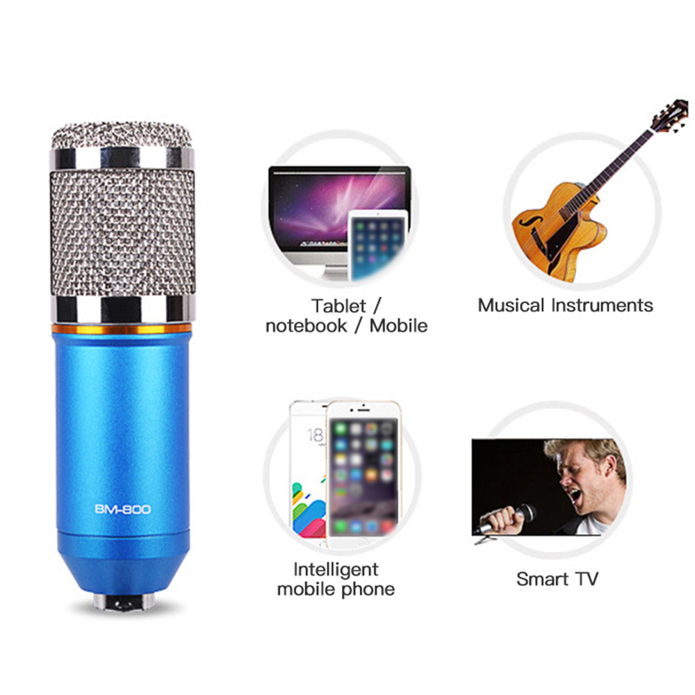 Micrô Ngưng Tụ BM-800 Có Giá Đỡ Chống Sốc Để Ghi Âm, Phát Thanh, Hát Trên Đài Phát Thanh