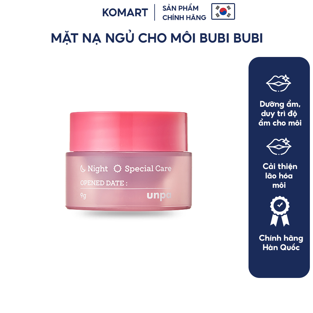 Mặt Nạ Ngủ Cho Môi Giúp Dưỡng Ẩm Và Cải Thiện Lão Hóa Unpa Bubi Bubi Lip Mask 9g