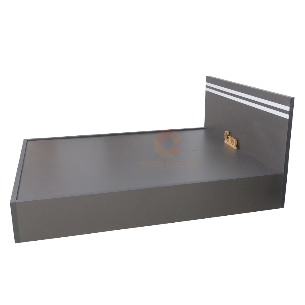 GIƯỜNG NGỦ GỖ MDF MELAMINE MÀU XÁM CHÌ CHẠY CHỈ TRẮNG CAO CẤP
