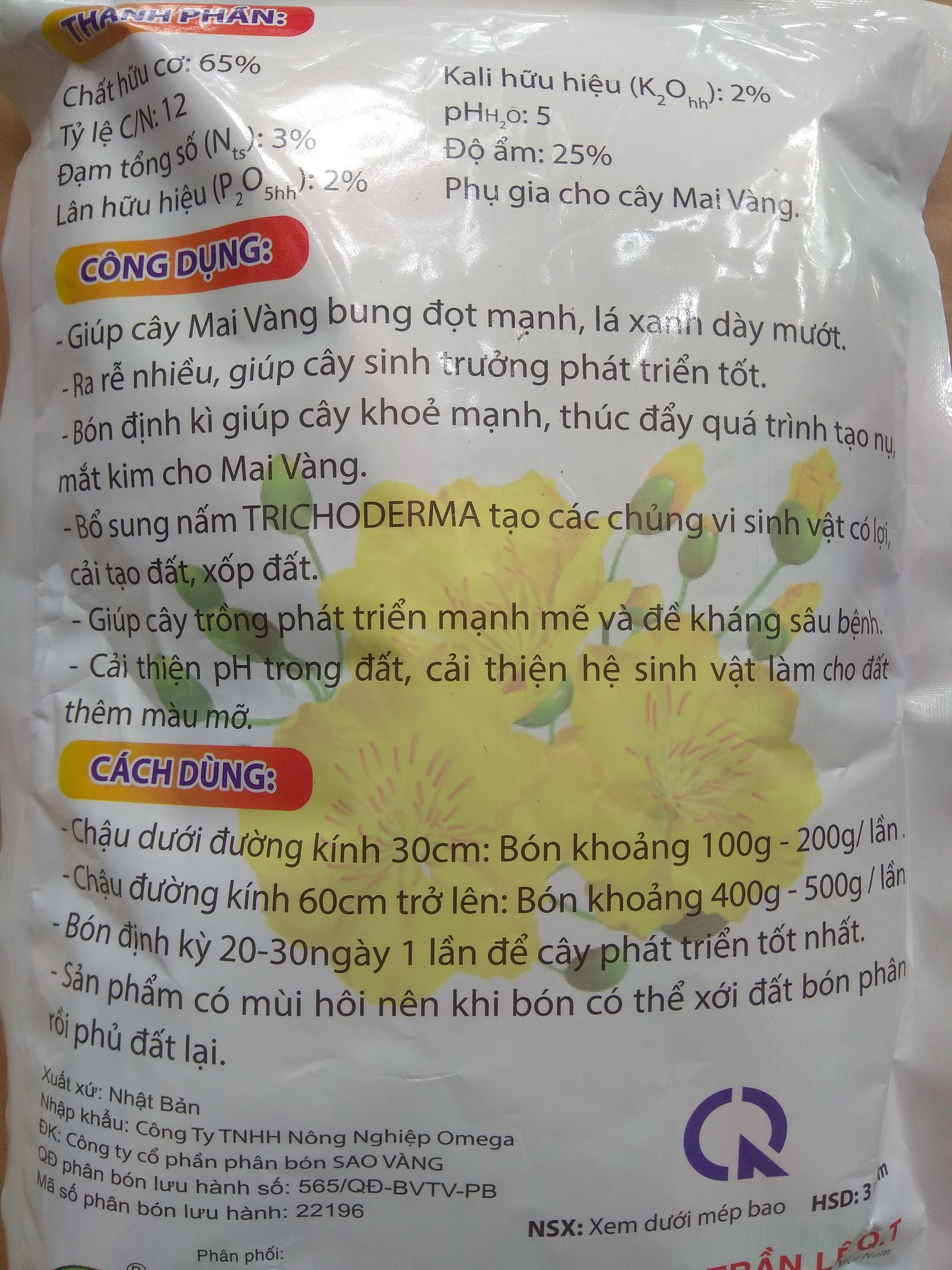 Combo chăm sóc mai vàng sau khi ra hoa ( 1 kg gói phân bón gốc+ 1 chai 100ml phun bung đọt, ra rễ)