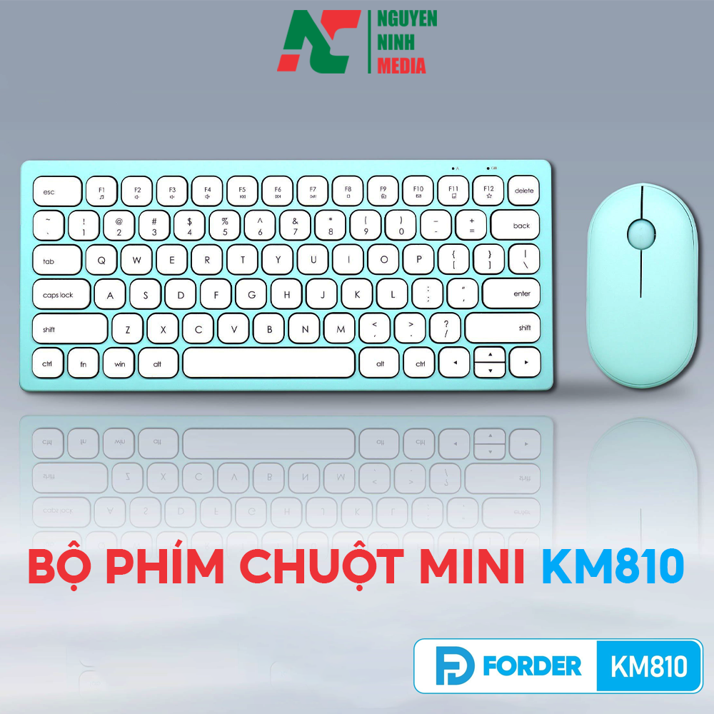 Bộ Phím Chuột Mini Không Dây FORDER KM810 Green (Màu Xanh) - Hàng Chính Hãng