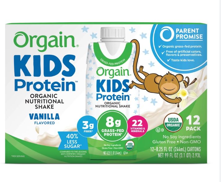 Sữa dinh dưỡng hữu cơ Orgain Kids Protein - Sữa khỉ orgain kid protein chính hãng Mỹ hộp 244ml Vanilla