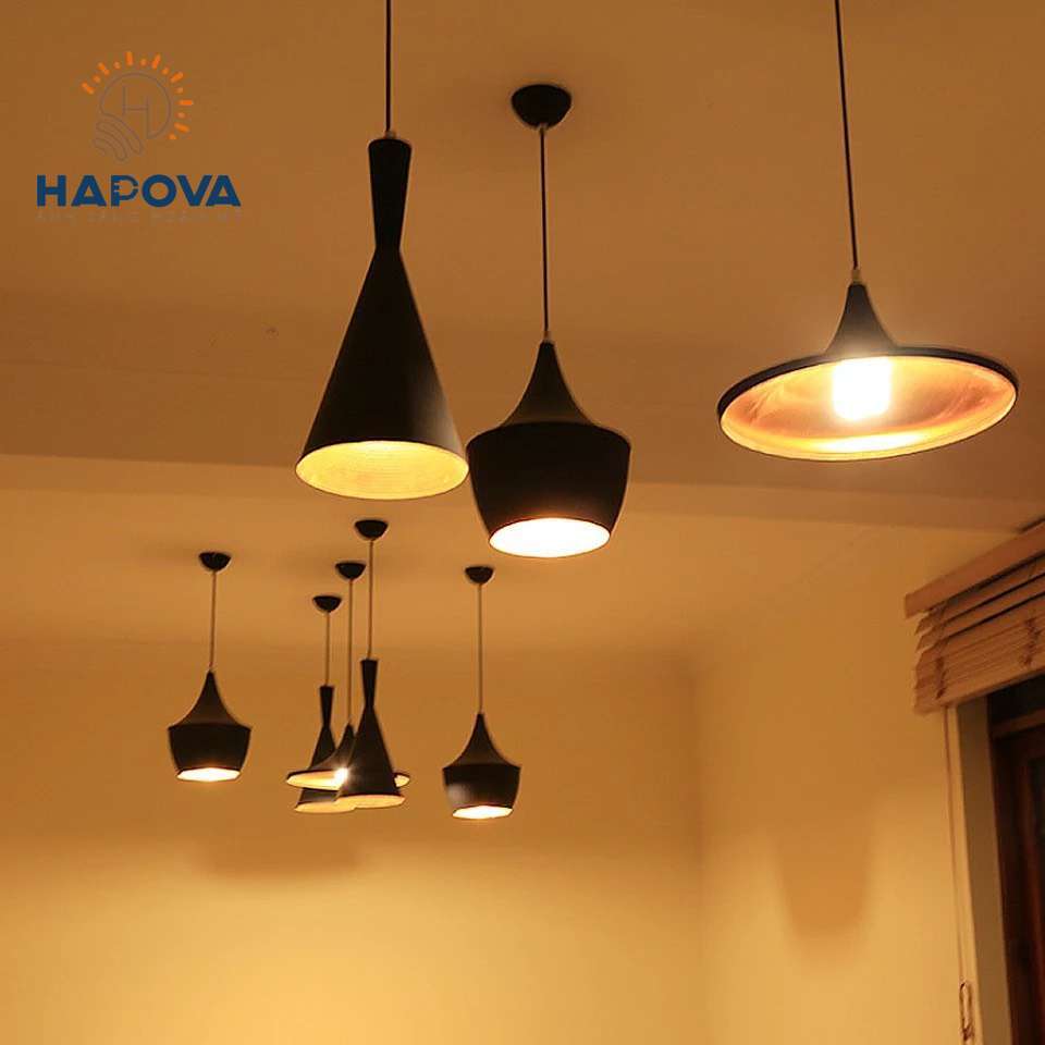 Bộ 03 đèn trần thả trang trí bàn ăn phòng khách Bắc Âu HAPOVA DIPAT 5003/3 + tặng kèm bóng led AS Vàng