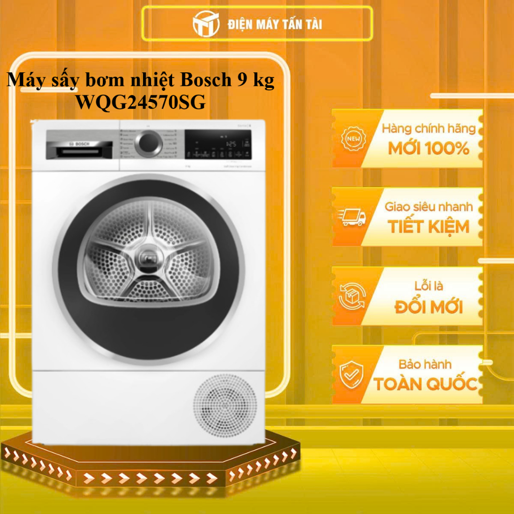 Máy sấy Bosch bơm nhiệt 9kg WQG24570SG - Series 6 - Hàng chính hãng