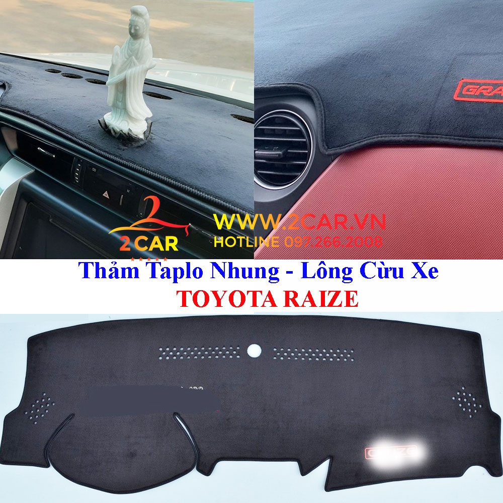 Thảm Taplo Nhung Xe Toyota Raize 2022, chống nóng tốt, chống trơn trượt, vừa khít theo xe