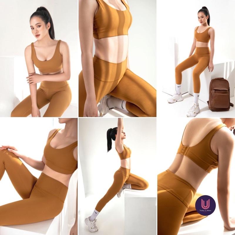 Quần Thể Thao Tập Gym Yoga Unique Mustard Legging Vàng Mù Tạt (cạp cao, co giãn 4 chiều, chất liệu cao cấp