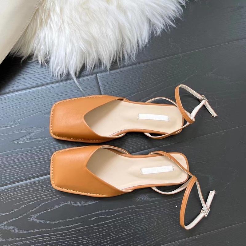 Bệt sandal mũi vuông, viền chỉ, quai vòng cổ chân - 170222001