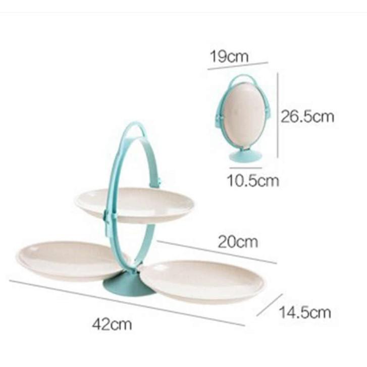 Khay Đựng Trái Cây, Hoa Quả, Bánh Kẹo 3 Tầng Gấp Gọn