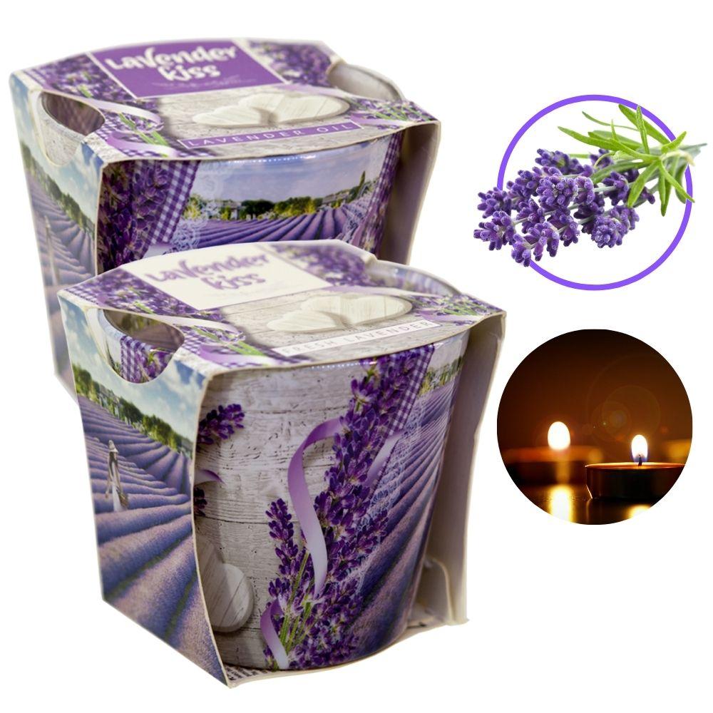 Combo 2 ly nến thơm tinh dầu Bartek Lavender Kiss 115g - nụ hoa oải hương, nến trang trí, thơm phòng, thư giãn, khử mùi