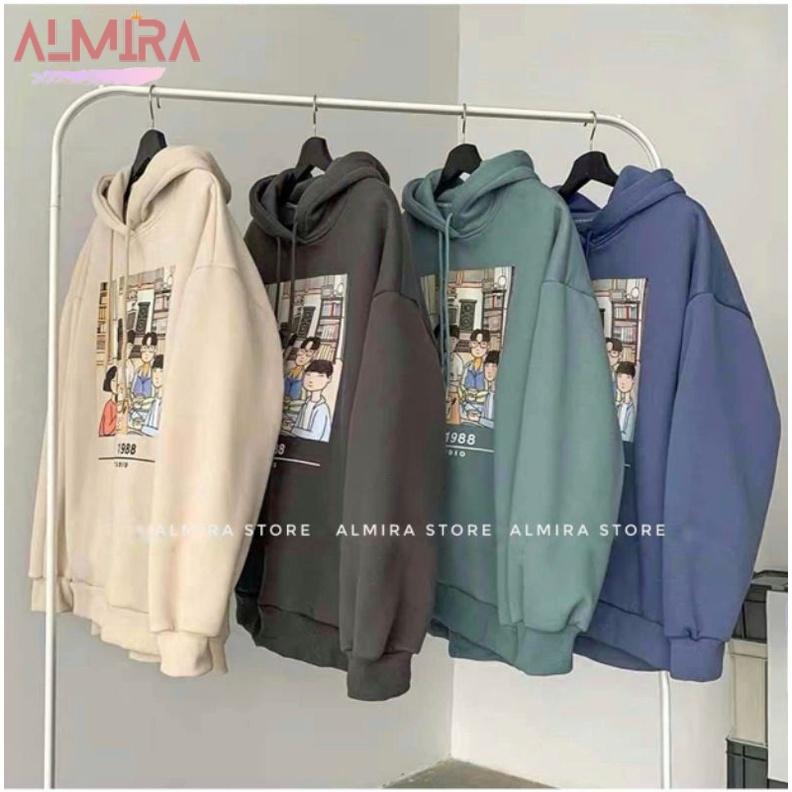 Áo Hoodie Nỉ Gia Đình 1988 Form Rộng Unisex Nhiều Màu, chât đẹp lót bông tay bồng Oversize Phong Cách Trẻ Trung, Cá Tính