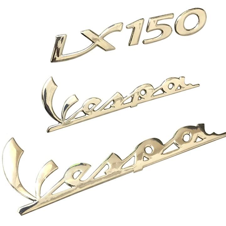 Bộ 3 Tem Logo Nổi Vespa LX150 Dán Xe