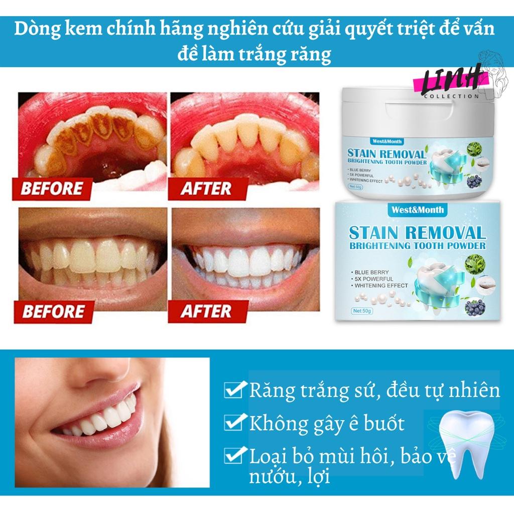 Kem Làm Trắng Răng, Khử Mùi Hôi STAIN REMOVAL 50g của West&Month giúp răng trắng sứ tự nhiên, khử mùi hôi