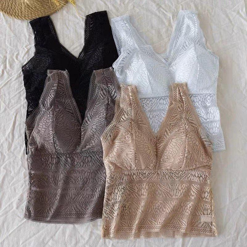 M187. Áo 2 dây ren sẵn đệm ngực kiểu nữ sang chảnh, áo ren mặc trong vest dáng dài