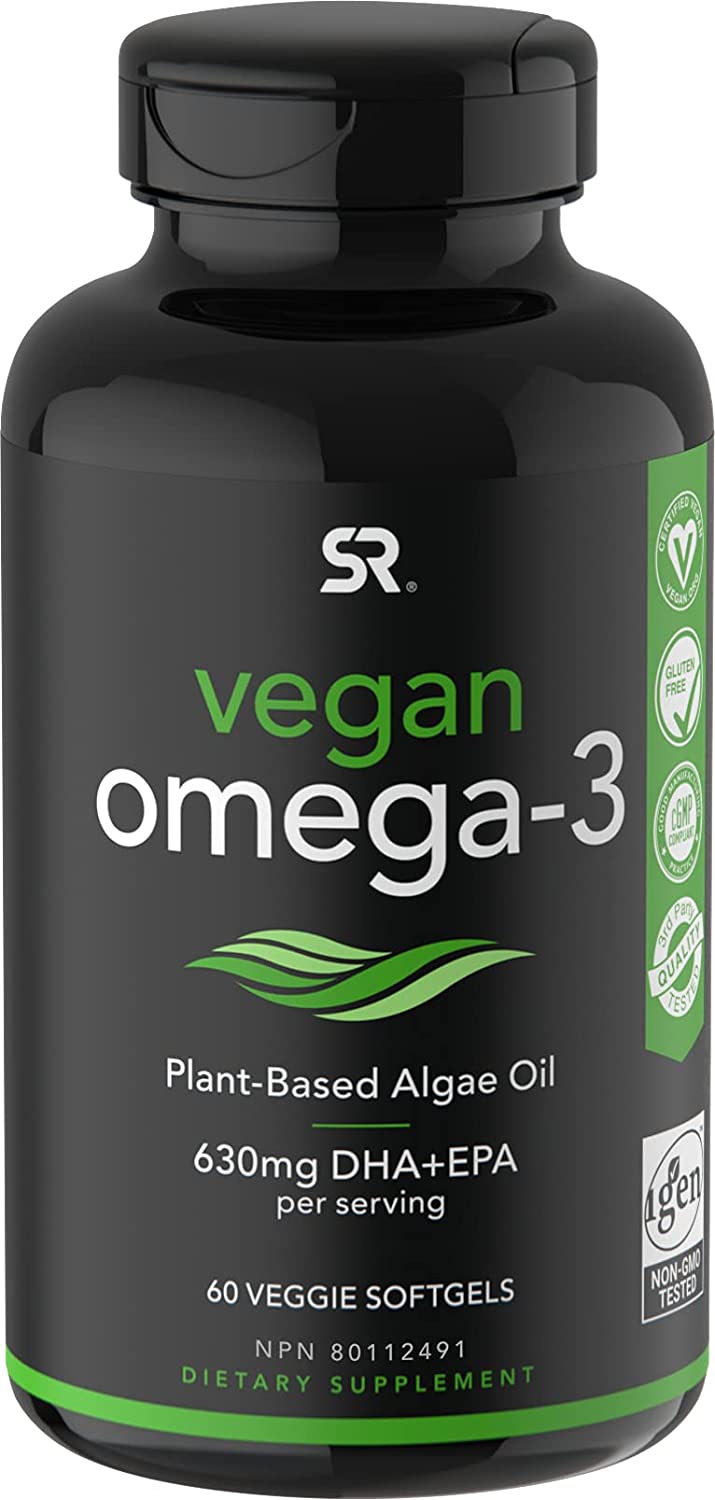 HŨ 60 VIÊN DẦU ALGAE THỰC VẬT THAY THẾ DẦU CÁ SR Omega-3 Fish Oil Alternative, DHA &amp; EPA Fatty Acids, Non-GMO, Vegan